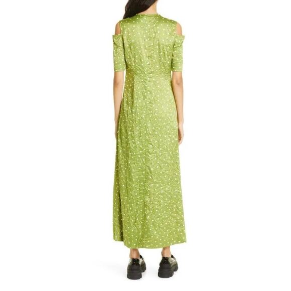 GANNI GREEN LONG POLKA DOT DRESS size  34 (US XS) - Picture 3 of 11